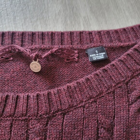 Knitted Knotted Anthropologie Cable Knit Peplum Sweater Top With Textured Hem - - Picture 7 of 10